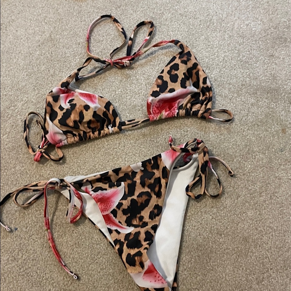 SHEIN Leopard and Pink Floral Bikini